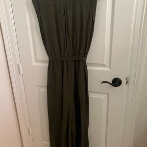 LOFT Dark Olive Textured Jumpsuit